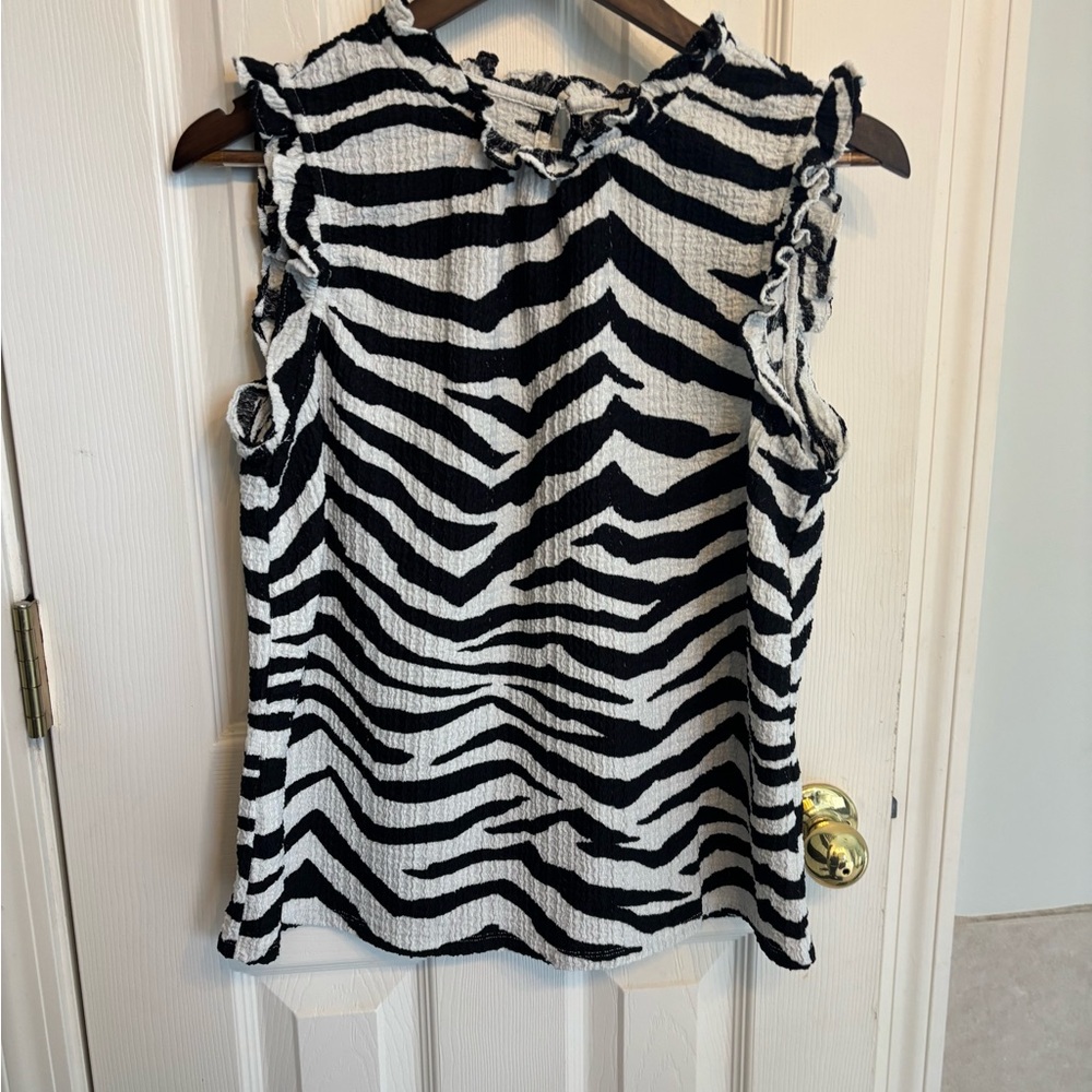LOFT Black and White Striped Top
